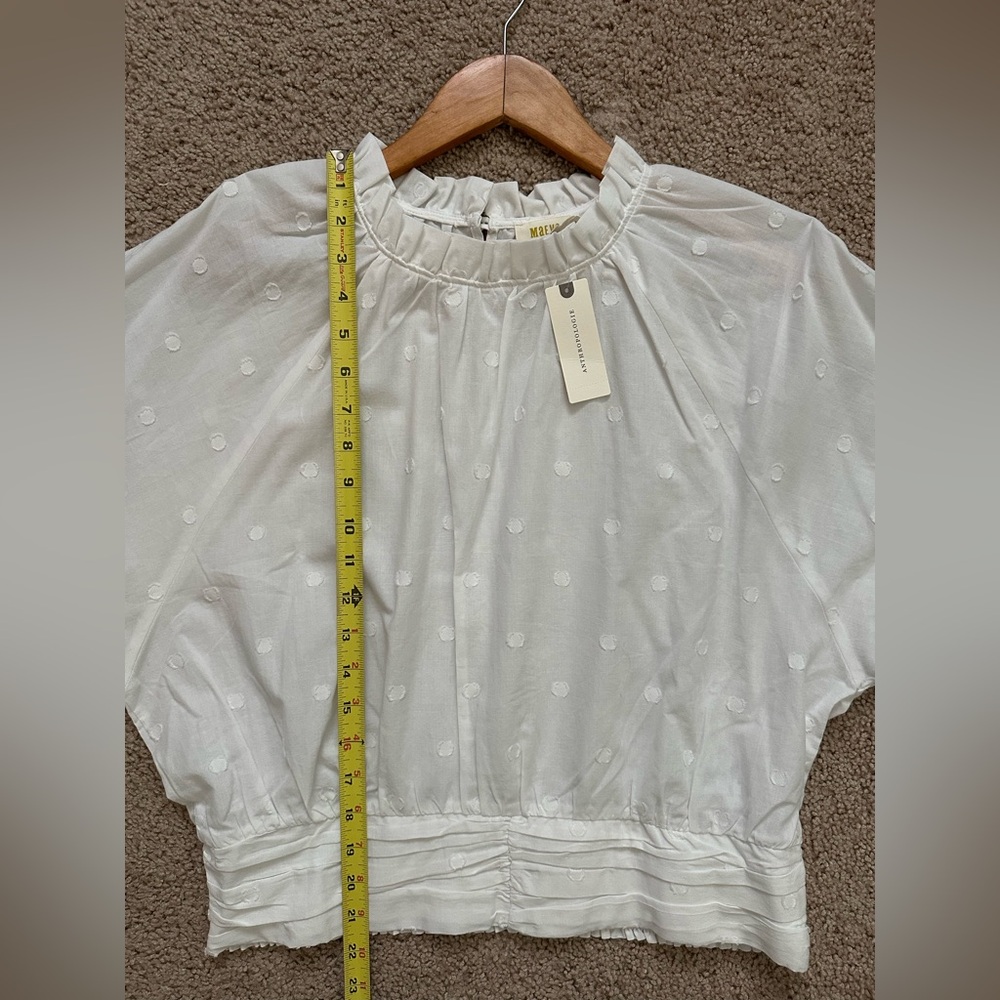 NWT Anthropologie Maeve Polka Dot Puffed-Sleeve Blouse 14 - Picture 12 of 15